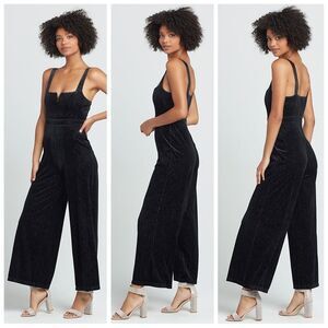 NWT|L*Space Vera Black Velvet Wide Leg Jumper Suit, XS